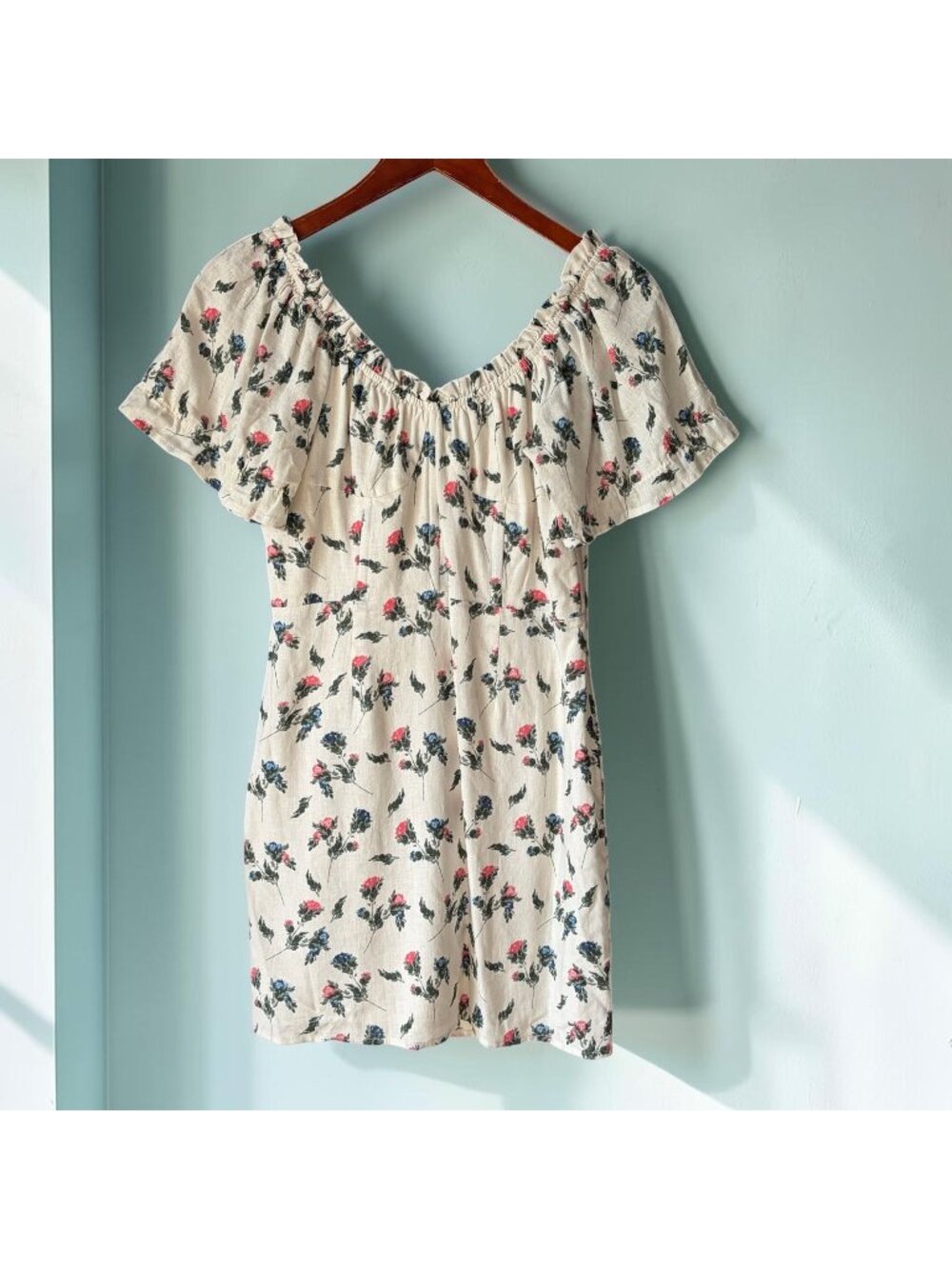 Olivaceous Floral Cottagecore Dress Ruffle Babydoll Mini Boned Bodice S/M Medium